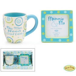 "New Mom Need Coffee" Gift Set with Coffee Mug And Photo Frame Boy